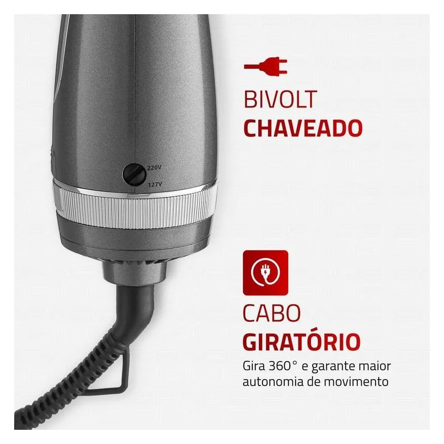Secadora Escova Space Shine Mondial Grafite 1300w Es-20 Bivolt