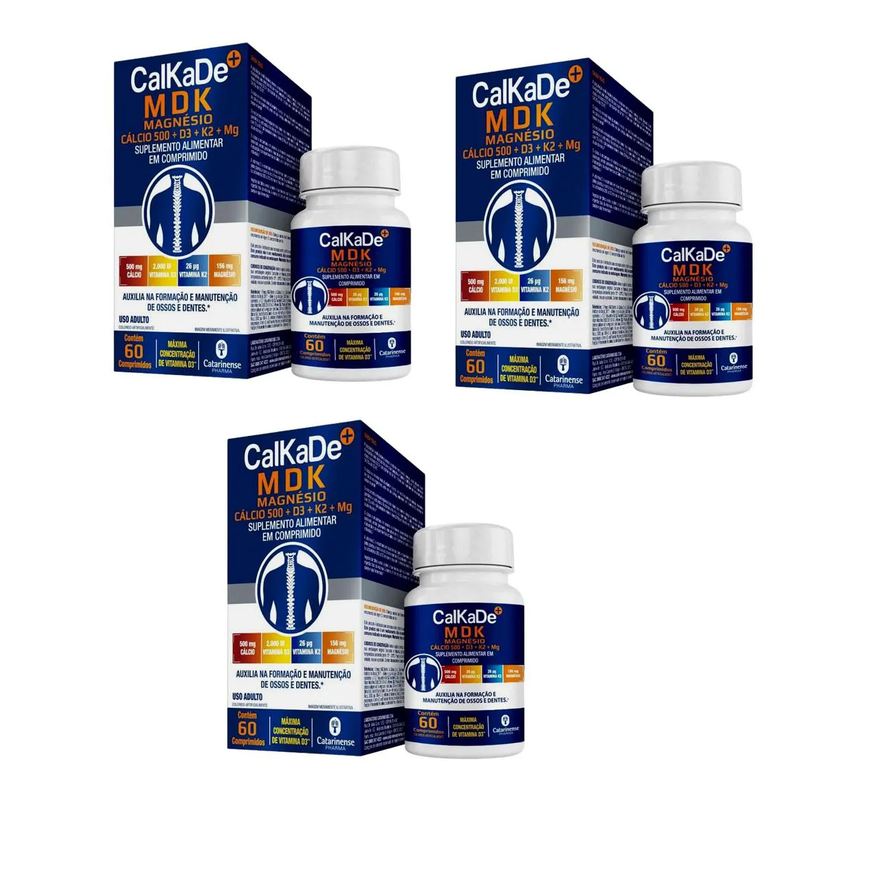 Catarinense Kit 03 Suplemento Vitamina Calkade Mdk 60 Cápsulas