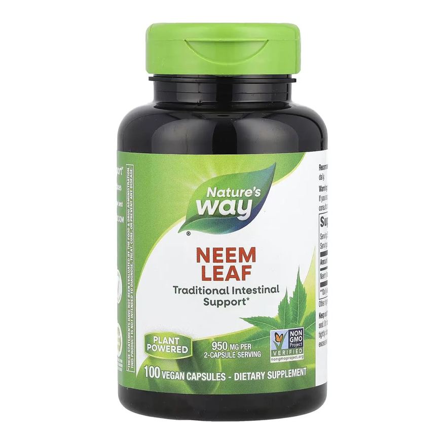 Natures Way Folha de Neem 950mg 100 Cápsulas Veganas (475mg Cápsula) - Nature's Way
