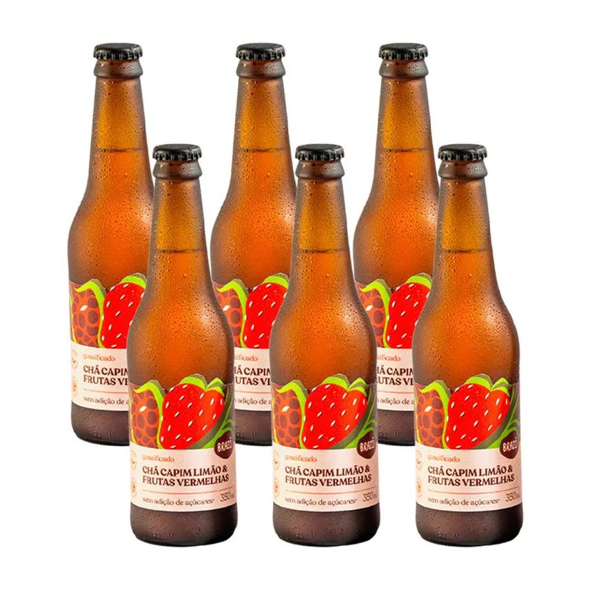 Brazô Kit 6x: Chá de Capim Limão com Frutas Vermelhas Gaseificado 350ml
