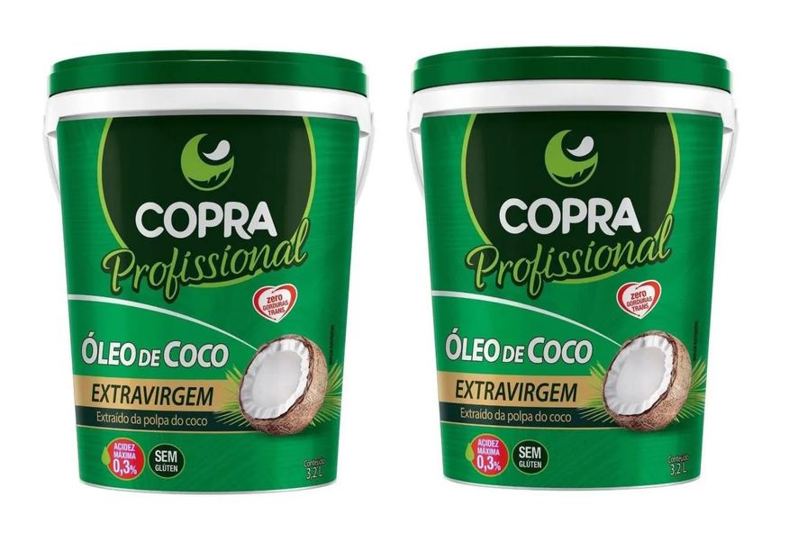 Copra Kit 2uni Óleo de Coco Extravirgem Balde 3,2kg