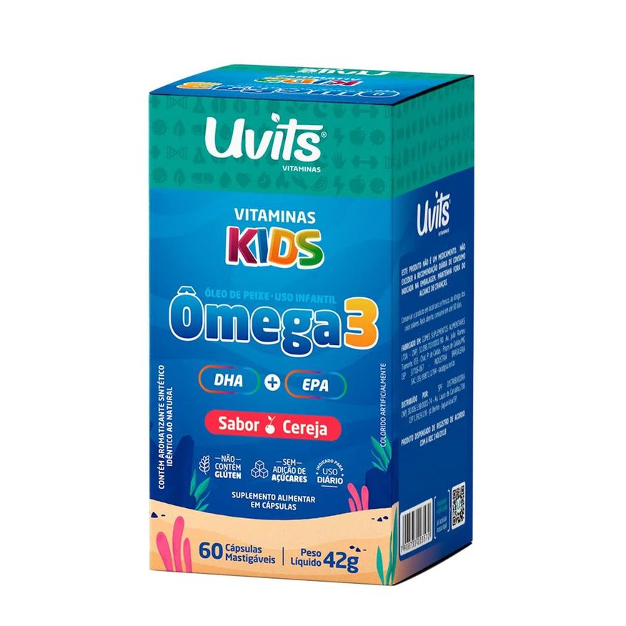 Uvits Ômega 3 Kids 60 Cápsulas Mastigáveis Sabor Cereja