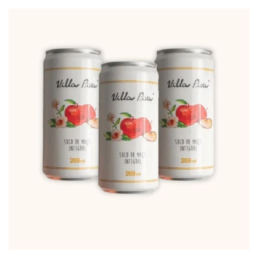 Villa Piva Kit 3x: Suco de Maçã Integral Sem Açúcar Lata 269ml
