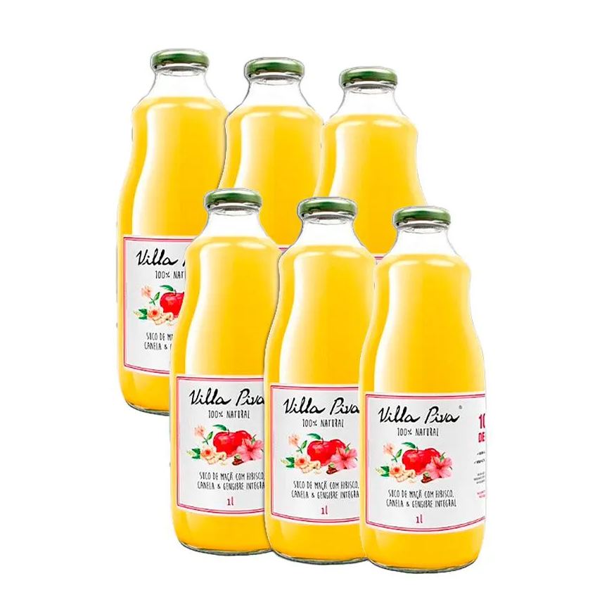 Villa Piva Kit 6x: Suco de Maçã com Hibisco, Canela e Gengibre Sem Açúcar 1l