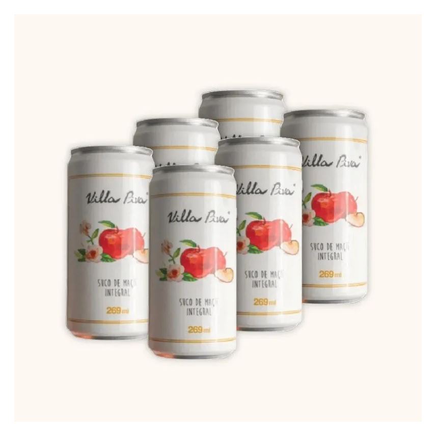 Villa Piva Kit 6x: Suco de Maçã Integral Sem Açúcar Lata 269ml