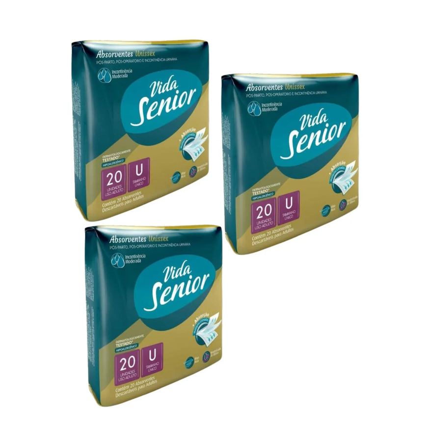 Vida Senior Kit C3 Absorvente Tam Único Para Incotinência