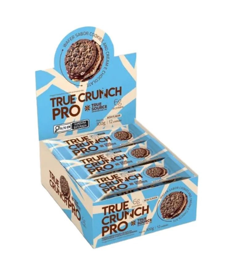 True Wafer Proteico Crunch Pro Cookies And Cream 25g True Source 12 unidades