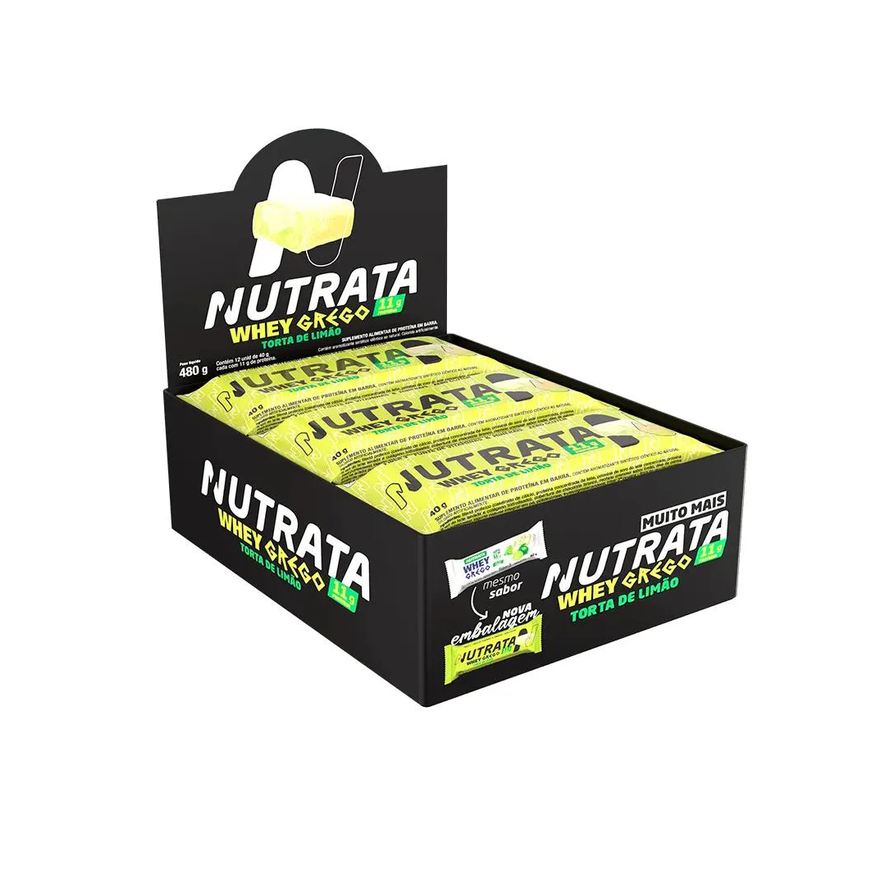 Nutrata Barra Whey Grego - Sabor Torta de Limão - 12 unidades de 40g