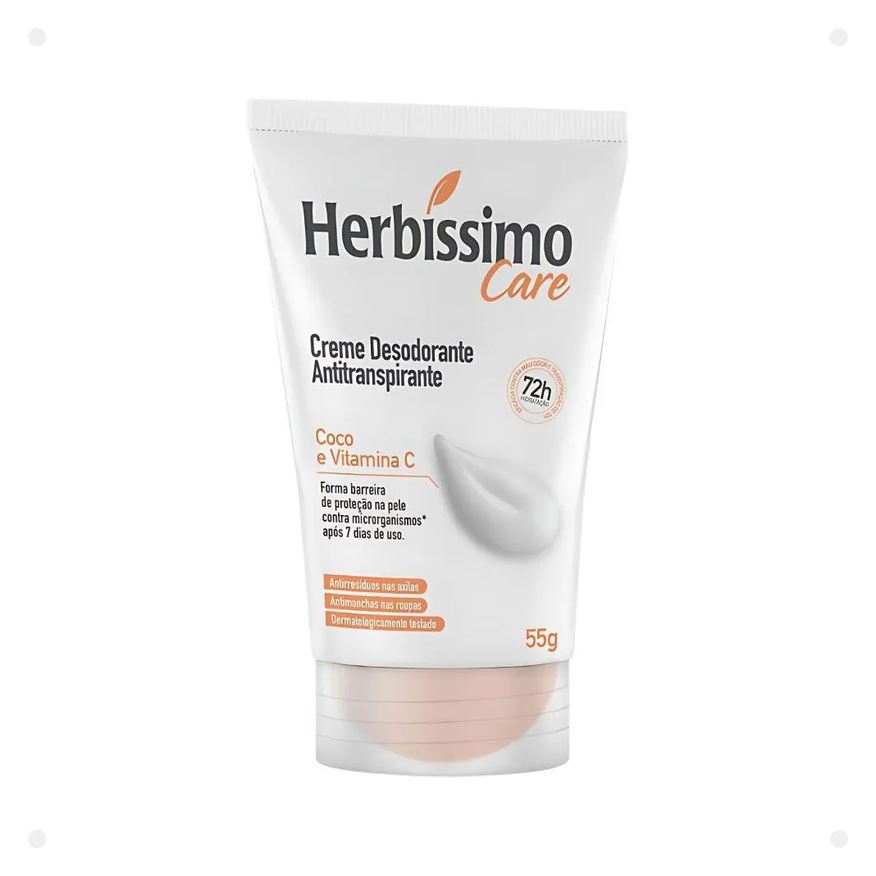 Herbíssimo Creme Desodorante Antitranspirante Care Coco e Vitamina C 55g
