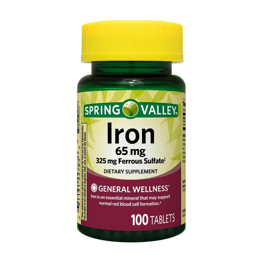 Spring Valley Ferro 65mg com 100 Tabletes