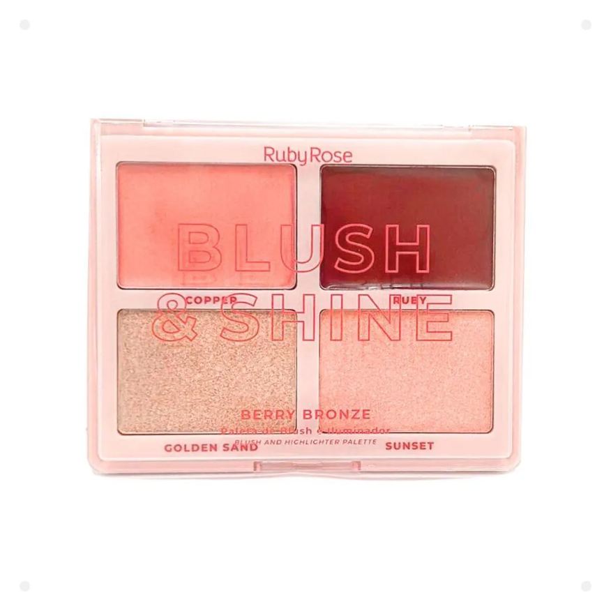 Ruby Rose Paleta de Blush e Iluminador Blush & Shine Hb-m1001-2