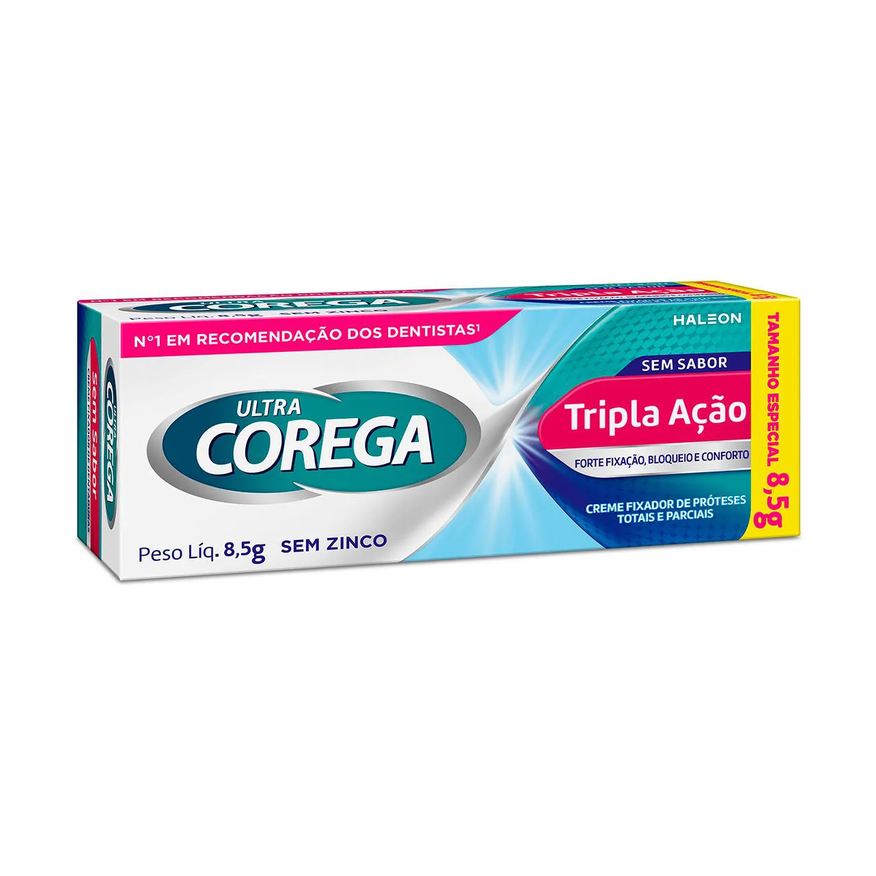 Fixador Creme de Dentadura Ultra Corega Tripla Ação Sem Sabor 8,5g