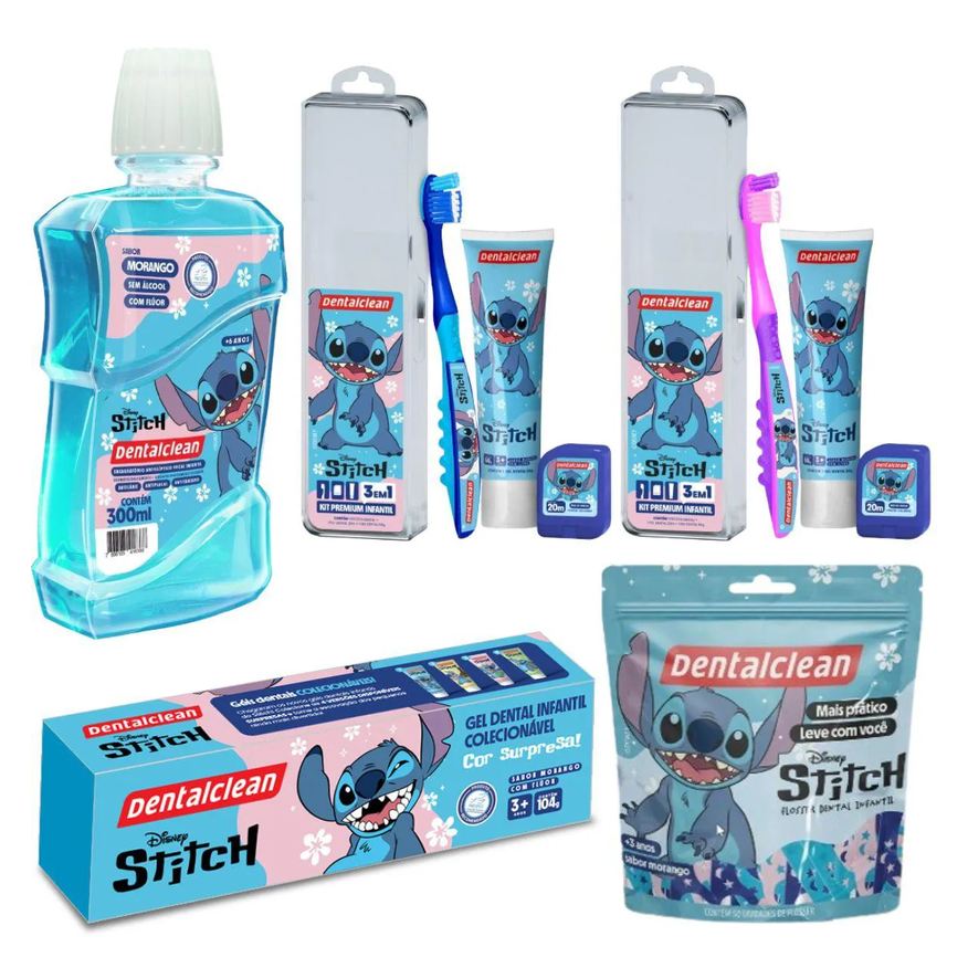 Dentalclean Kit Premium, Gel, Enxaguante E Flosser Stitch