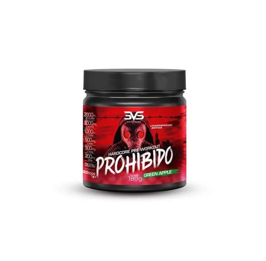 3Vs Nutrition Prohibido Hardcore Pre Workout (180g) - Sabor: Green Apple