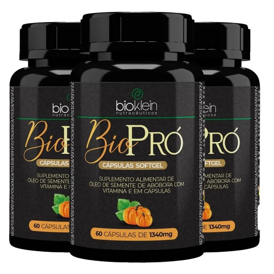 Bioklein Kit 3x Biopró (óleo de Semente de Abóbora + Vitamina E) 1340mg 60 Softgels