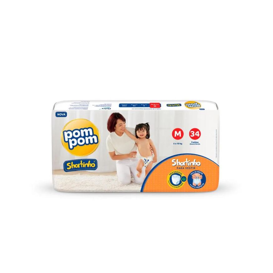 Pom Pom Fralda Shortinho Jumbo M 34 unidades