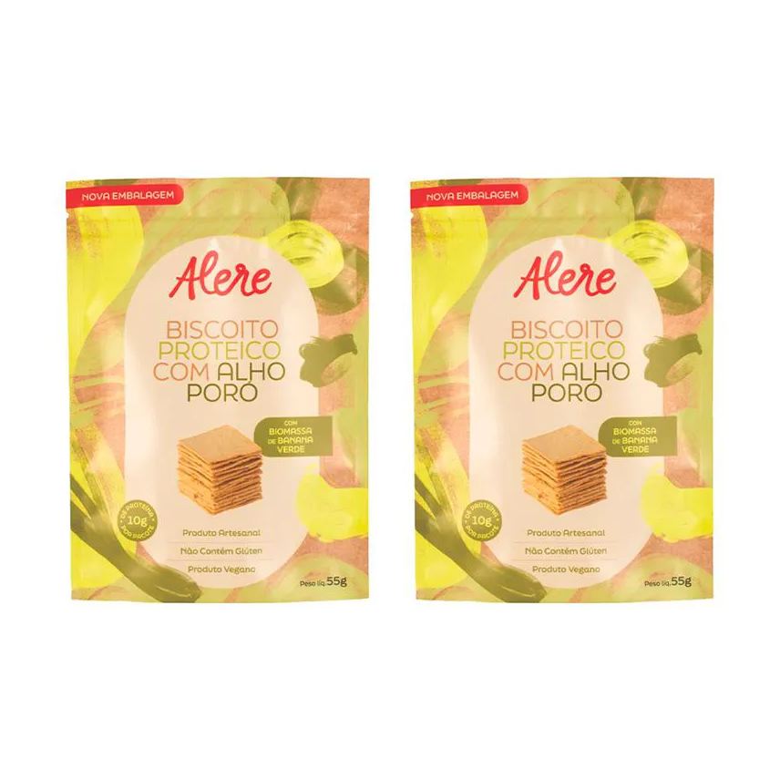 Alere Kit 2X: Biscoito Proteico com Alho Poró sem Glúten 55g