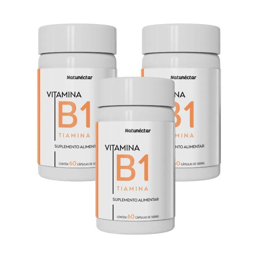 Natunéctar KIT VITAMINA B1 (TIAMINA) SUPLEMENTO ALIMENTAR NATUNECTAR 500mg – 3 UNID (180 CáPSULAS)
