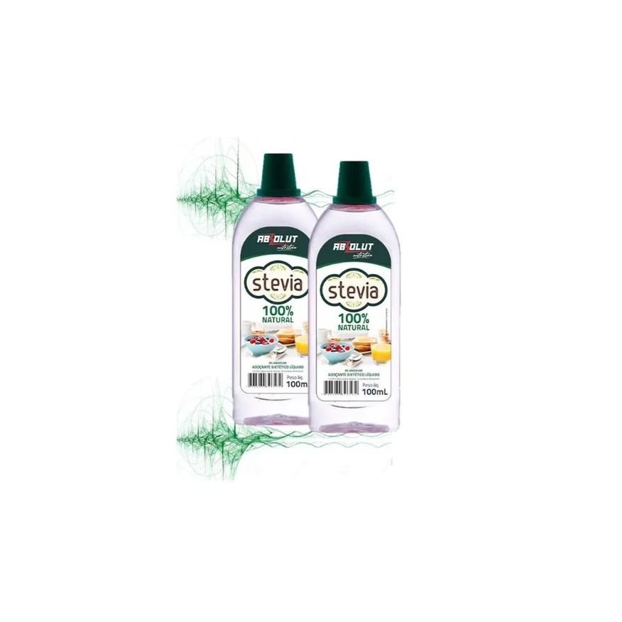 Absolut Nutrition Kit 2 Adoçante Stevia 100ml 100% Natural Não Amarga Vegano