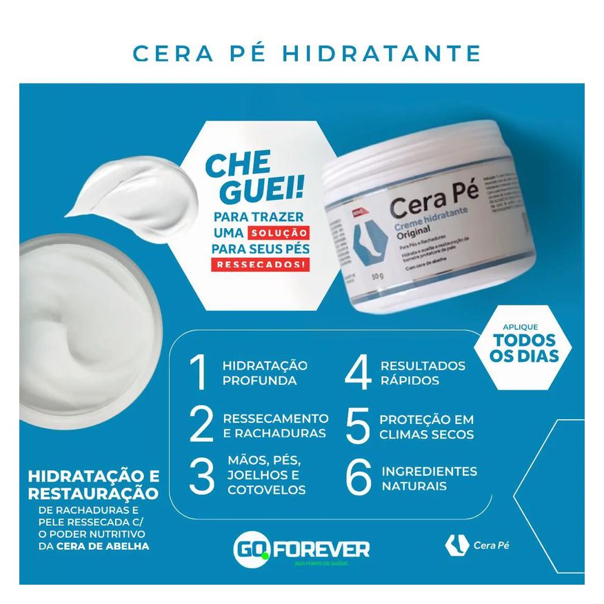 Pé Cera Hidratante para Os Pés Restaurador Pés e Rachaduras 50g