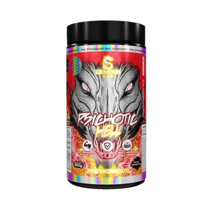 Demons Lab Pre Treino Psichotic Hell Frutas Vermelhas 300g