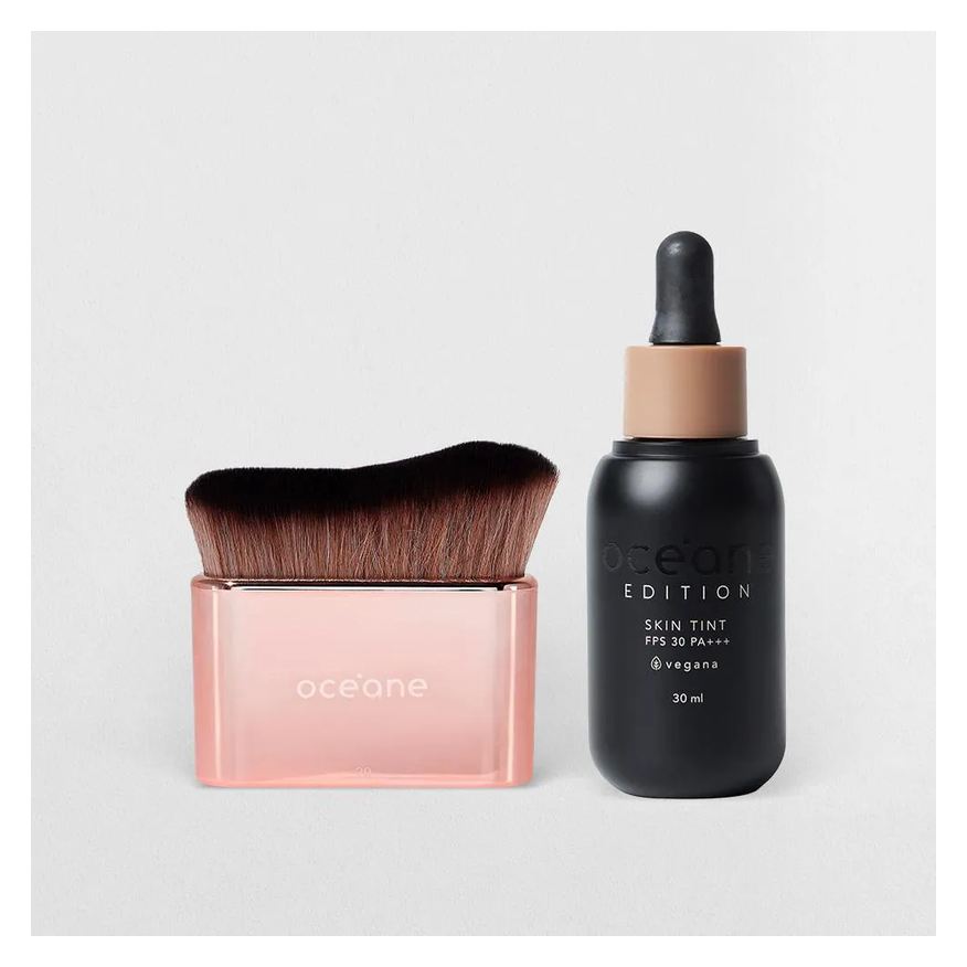 Océane Kit Base Fluida 300m + Pincel de Maquiagem Multifuncional (2 Produtos)