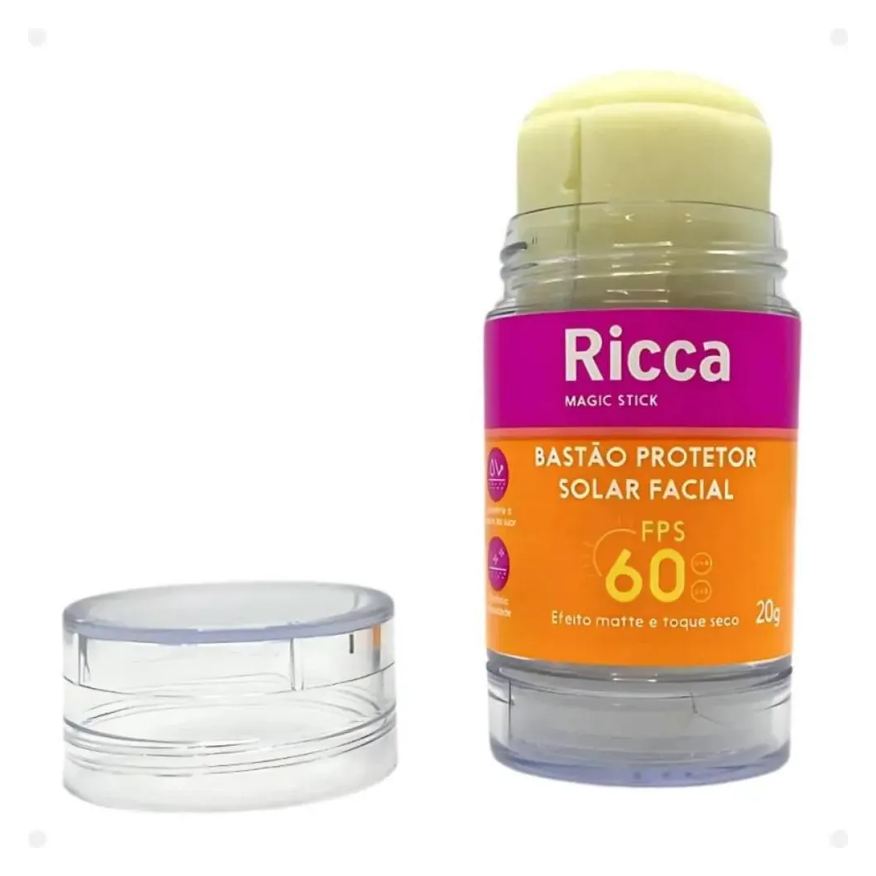 Protetor Bastão Solar Facial Fps60 Efeito Matte 20g Ricca