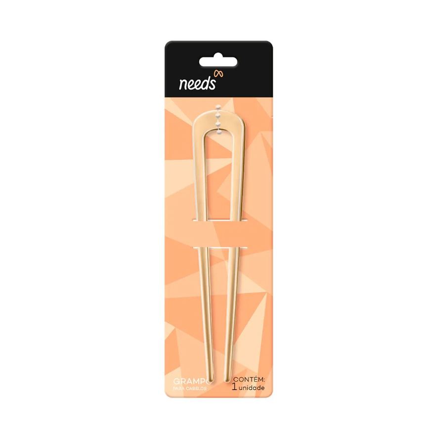 Needs Grampo para Cabelos Metal Dourado 1 Unidade