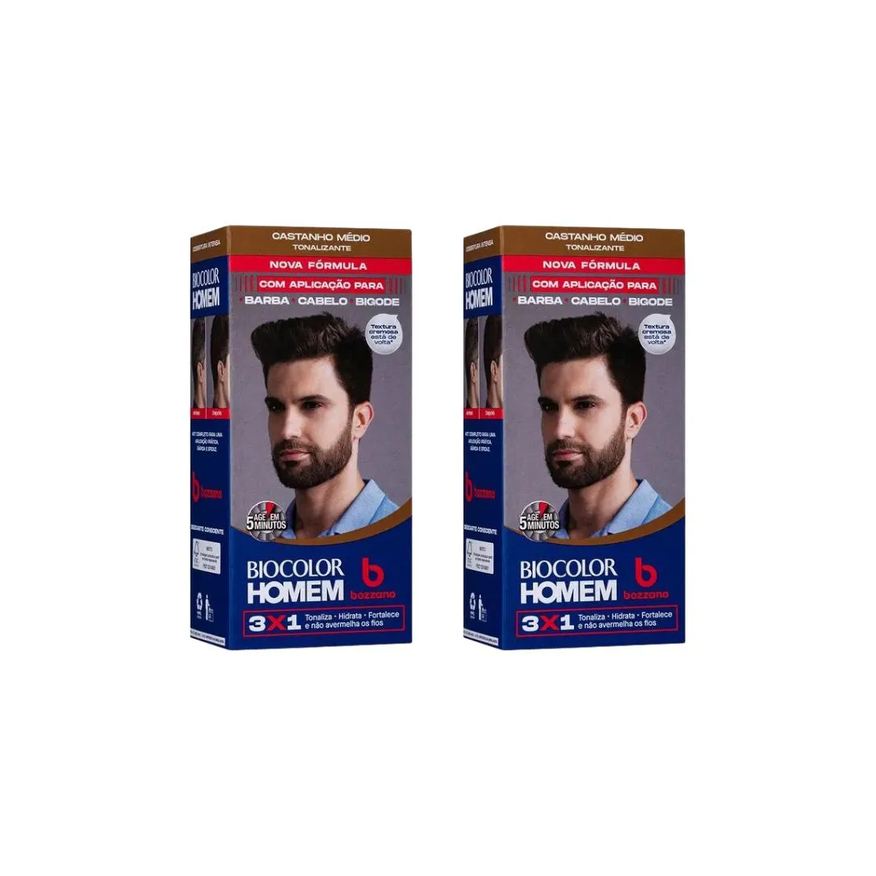 Bozzano Coloraçao Biocolor Homem Castanho Medio - Kit C / 2un