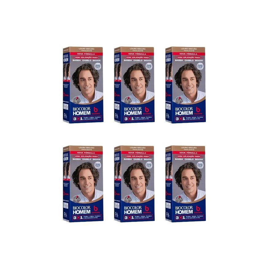 Bozzano Coloraçao Biocolor Homem Louro Escuro - Kit C / 6un