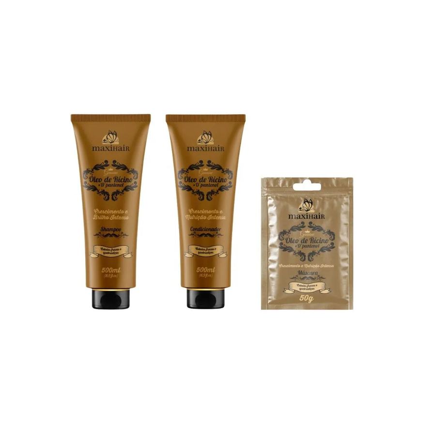 Maxi Hair Kit Oleo de Ricino + D'pantenol Maxihair Shampoo+cond+sache