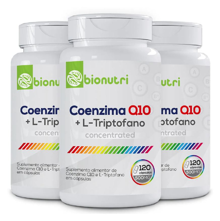 Bionutri Kit 3x Coenzima Q10 com L-triptofano 500mg 120 cápsulas