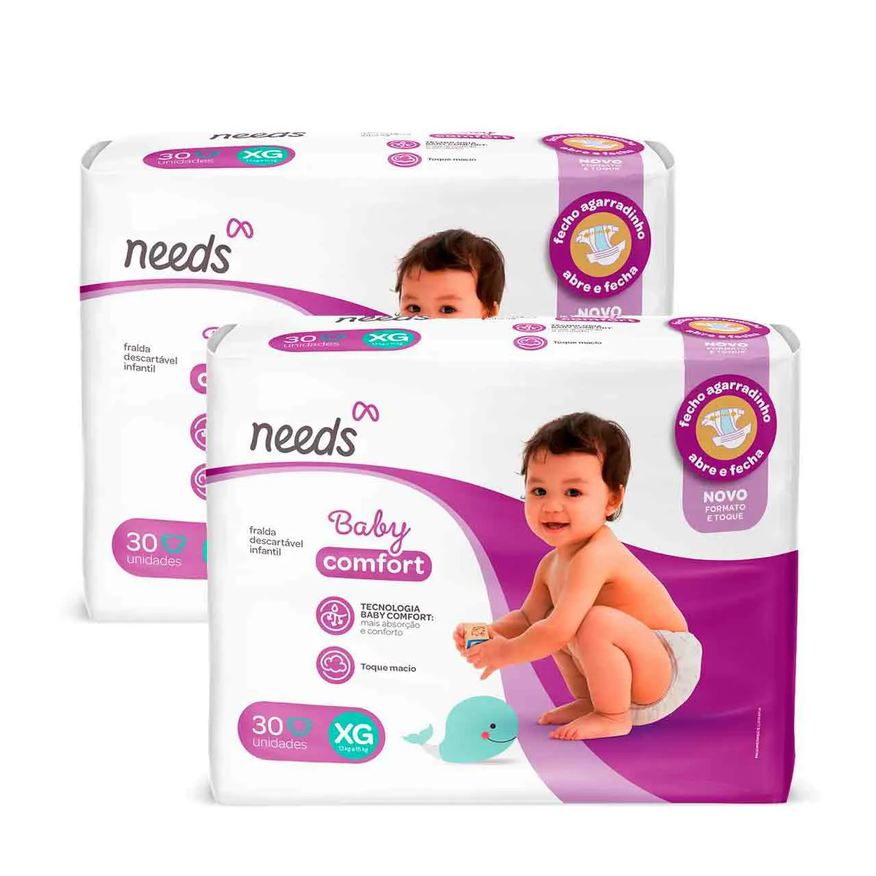 Needs Kit Fralda Baby Comfort XG 2 Pacotes com 30 Unidades cada
