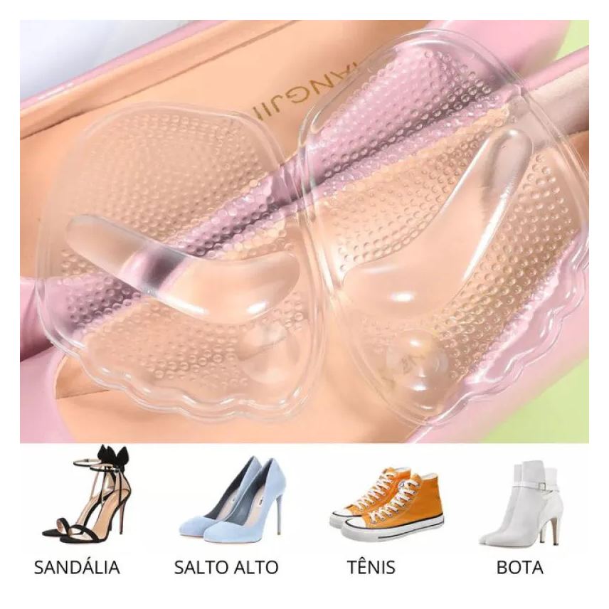 Palmilha Par Ortopédica Protetor Para Pés Almofadas Silicone Sapato Branco