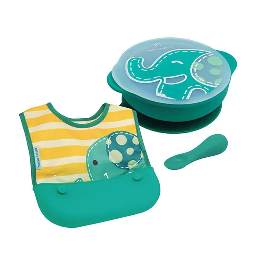 Marcus & Marcus Kit Alimentação com Tigela, Babador e Colher Elefante - Marcus&marcus