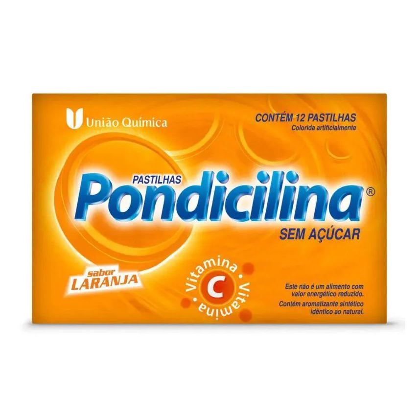Pondicilina Vitamina C 12 Pastilhas sem Açúcar Sabor Laranja