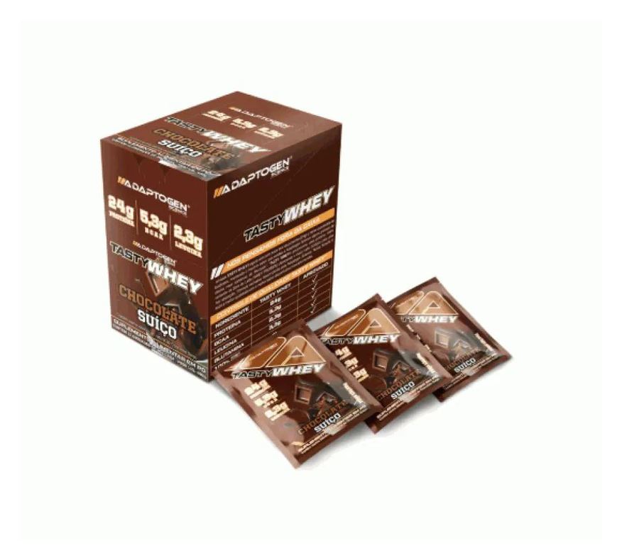 Adaptogen Tasty Whey Display Sachê - Chocolate Suíço (12 Unid. 36g)