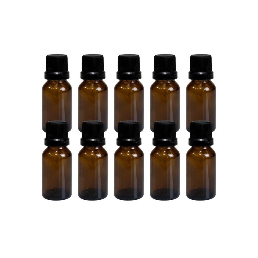 BelezaNatu Kit 10un Frasco Vidro Âmbar Gotejador Batoque 10ml