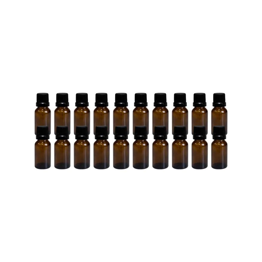 BelezaNatu Kit 20un Frasco Vidro Âmbar Gotejador Batoque 10ml