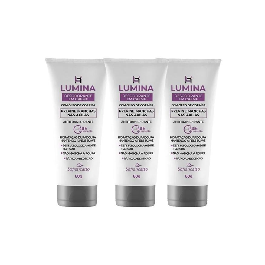 Sofisticatto Cosméticos 3 Creme Desodorante Antimancha Roupa e Axila 48h de Proteção