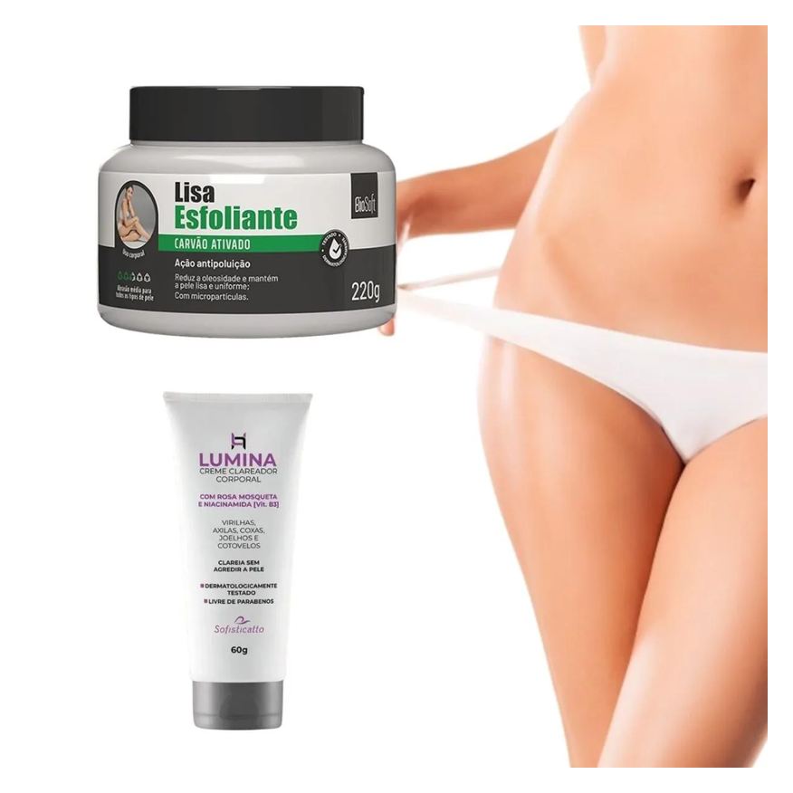 Bio Soft Combo P/ Clarear Manchas Escuras Nas Pernas Virilha e Axila