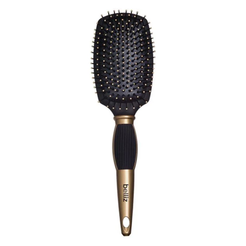 Big Universo Escova de Cabelo Belliz Black & Gold Racket Média - Belliz
