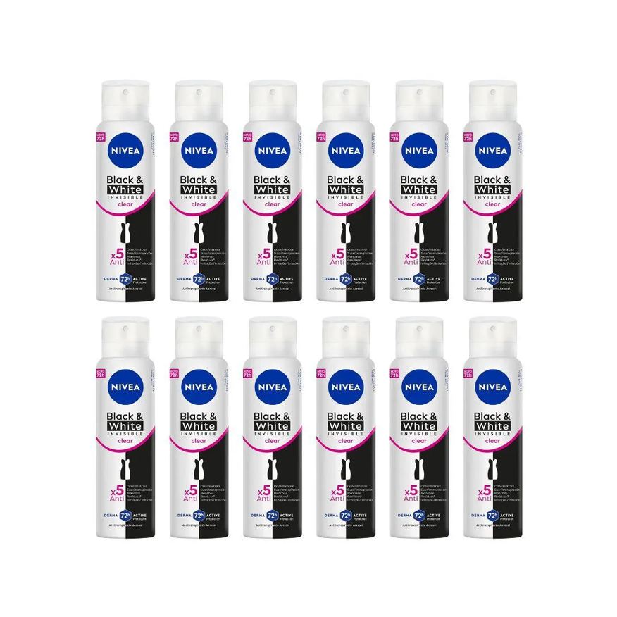 Nivea Desodorante Aero 150ml Fem Invisible Black White - 12un