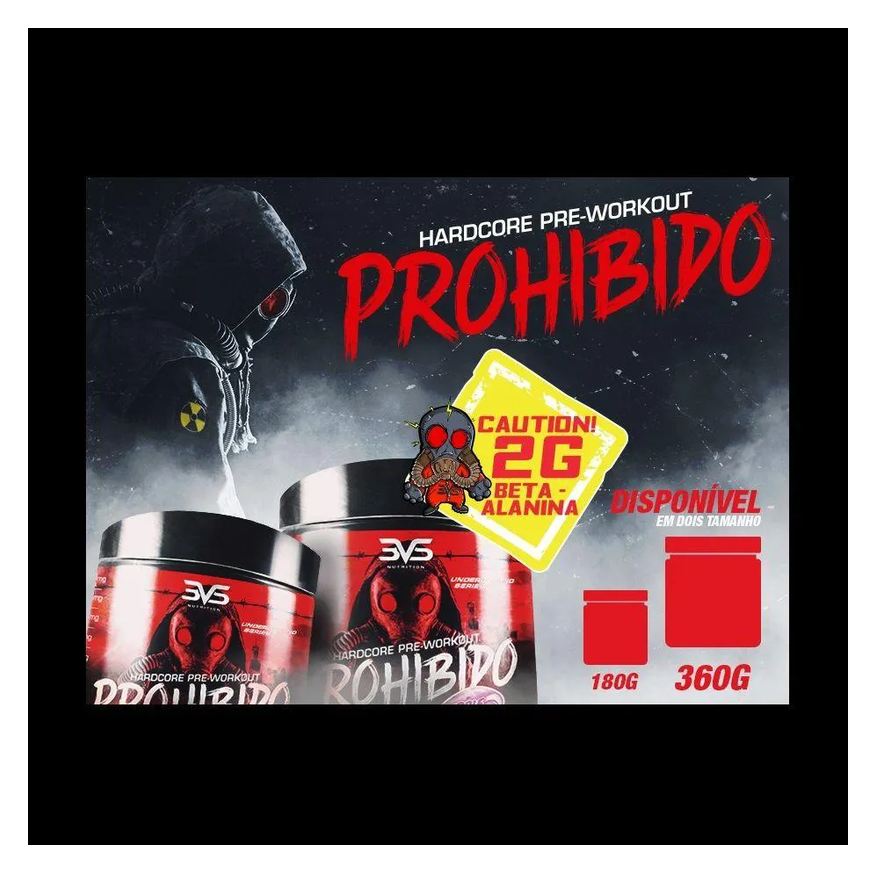 3Vs Prohibido Hardcore Pré-workout (360g) - Sabor: Maçã Verde