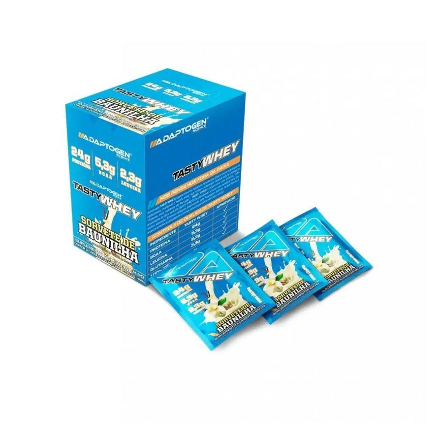 Adaptogen Tasty Whey Display Sachê - Sabor: Vanilla Cream (12 Unid. 34g)