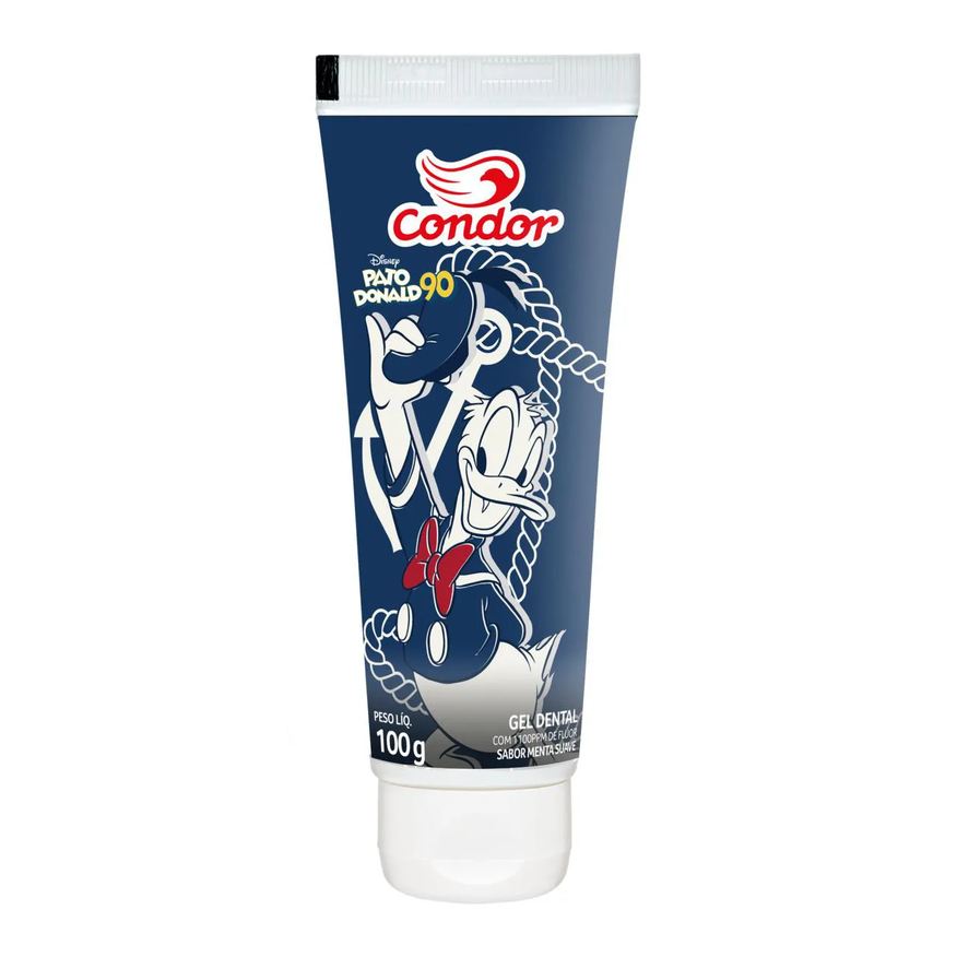 Condor Gel Dental com Flúor Menta Suave Pato Donald 90 Bisnaga 100g