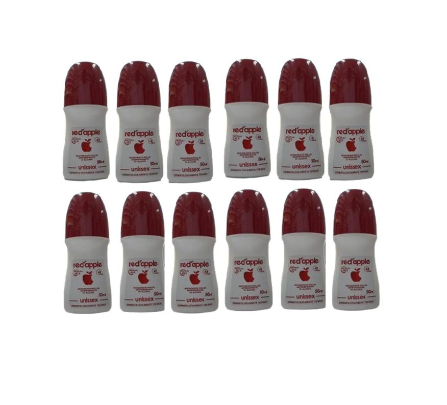 Red Apple Kit 12 Desodorante Roll On Unissex 50ml