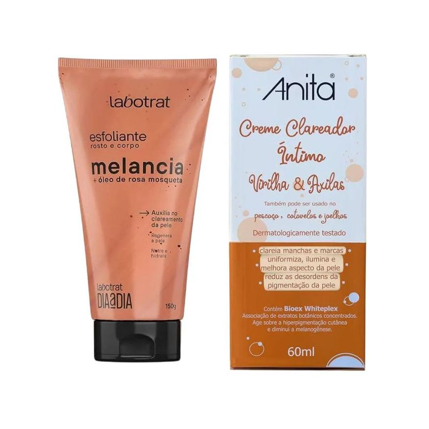 Anita Kit Clareador Axilia e Virilha C/ Esfoliante Labotrat Melancia C/ Rosa Mosqueta 150g e Creme Clareador 60ml (2 Produtos)