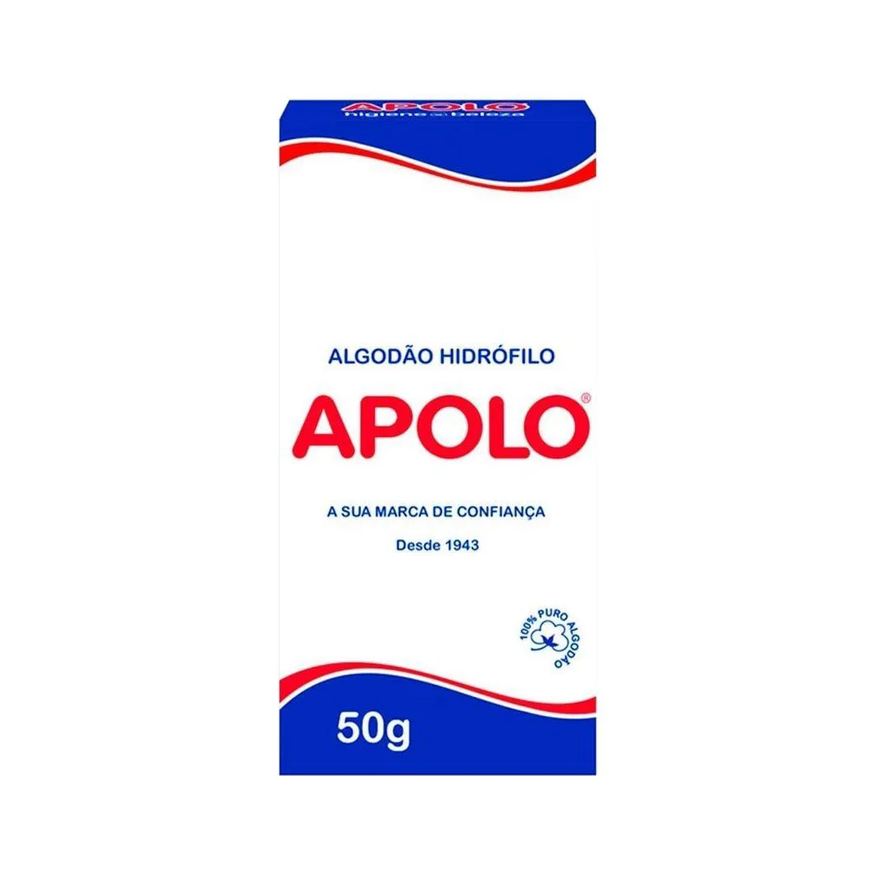Apolo Algodão Hidrófilo 50g Embalagem com 20 unidades