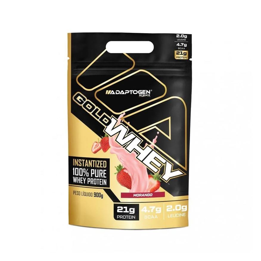 Adaptogen Gold Whey Refil (900g) - Sabor: Morango